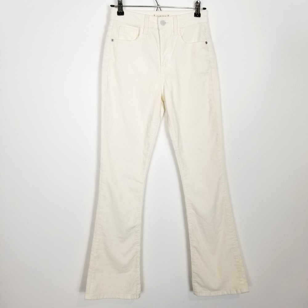 Harper Women Corduroy Flare Leg Pants Sz 24 Cream Mid Rise Boho Casual